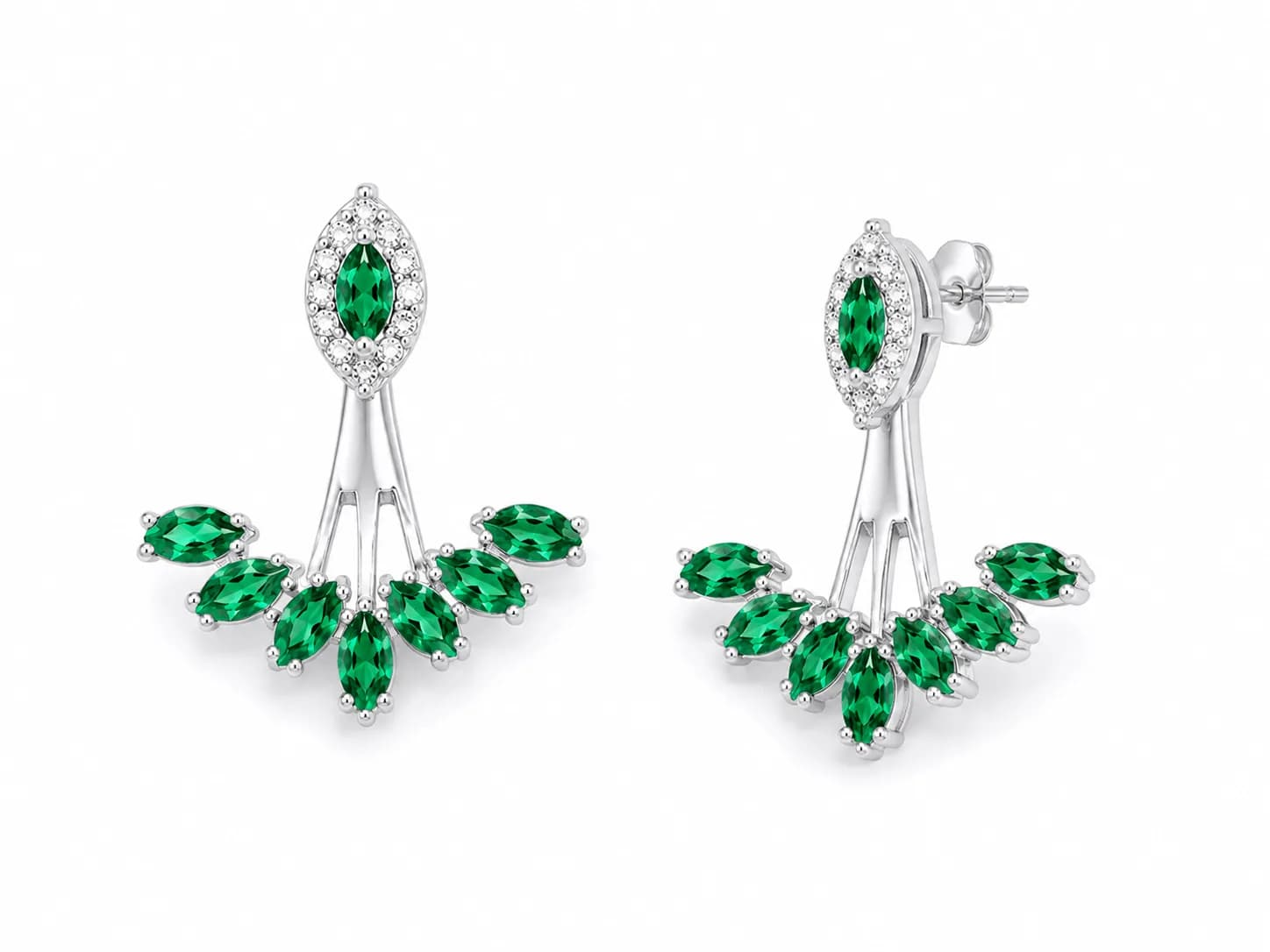 Emerald Leaf Drop Earrings