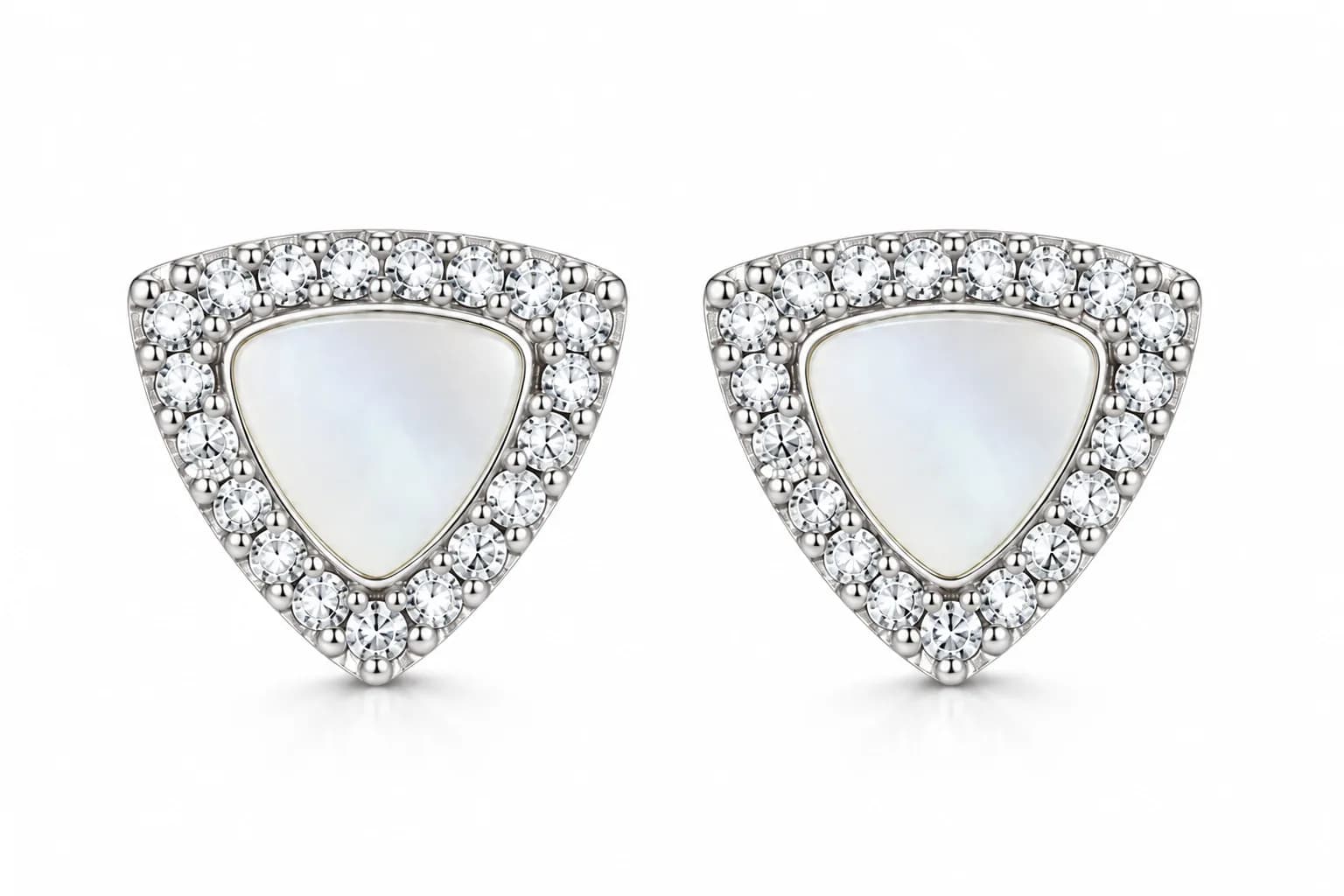 Silver Opal Triangle Earring