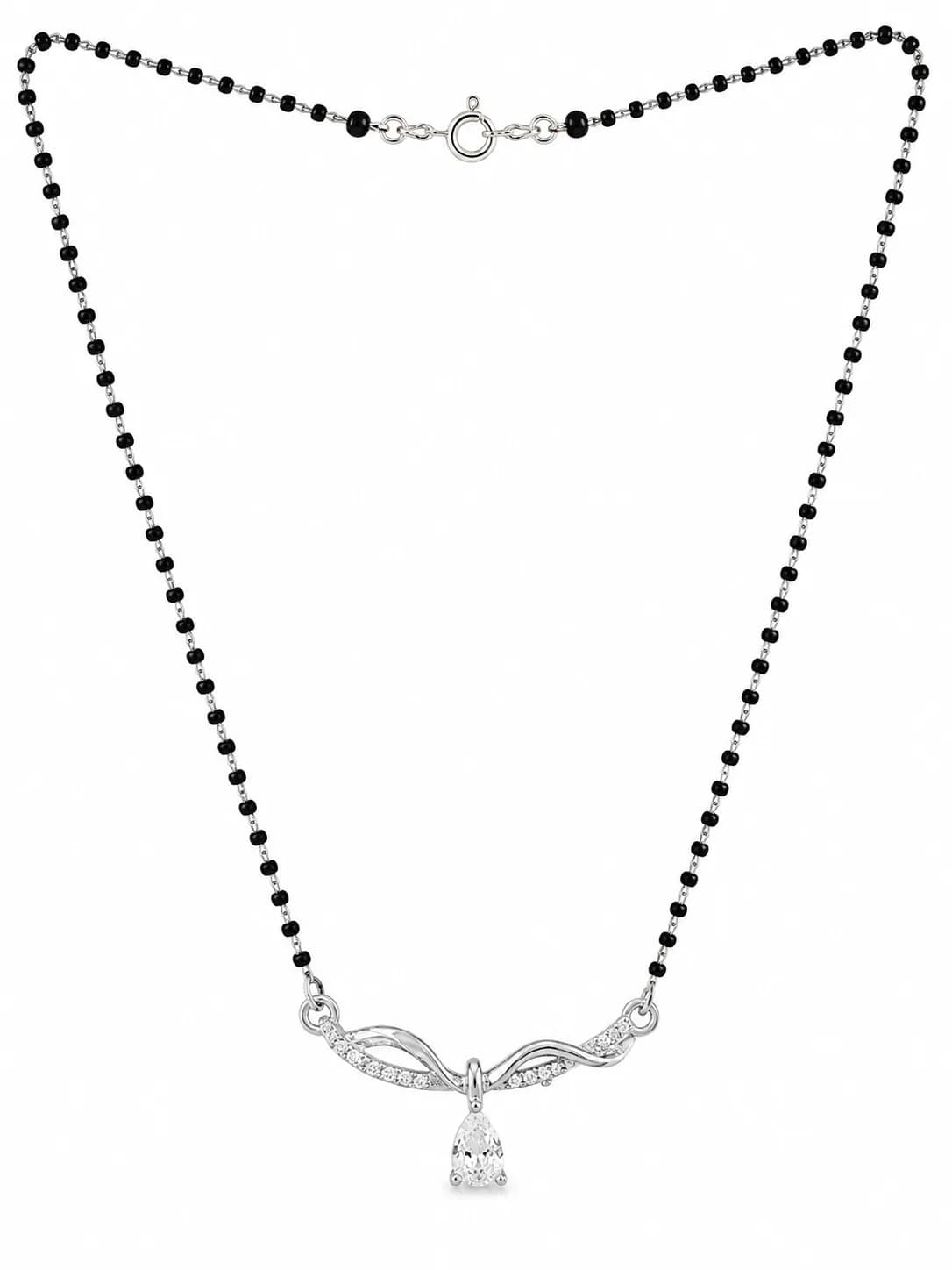Elegant Teardrop Curve 925 Sterling Silver Mangalsutra