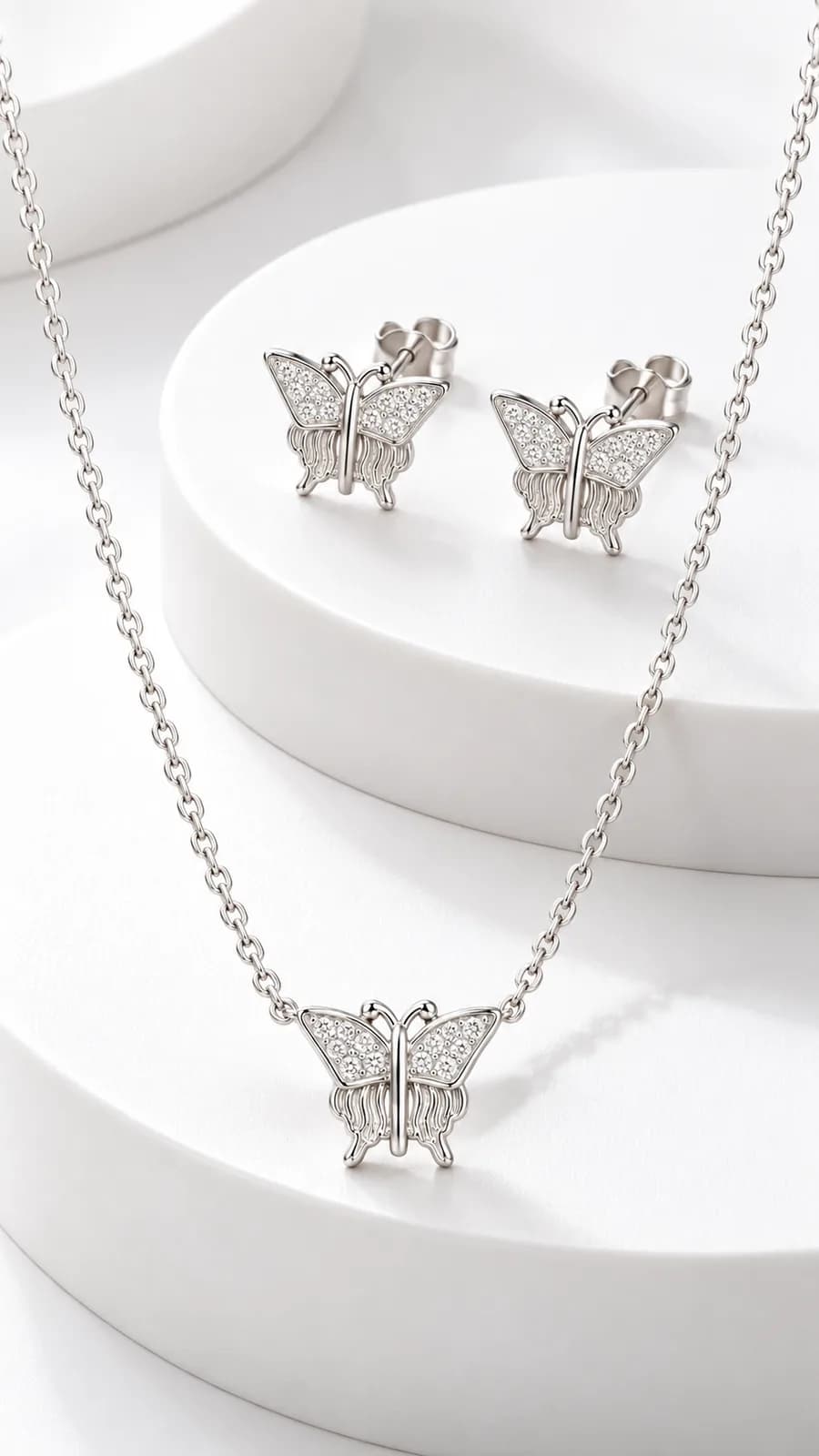 Silver Butterfly Elegance Necklace