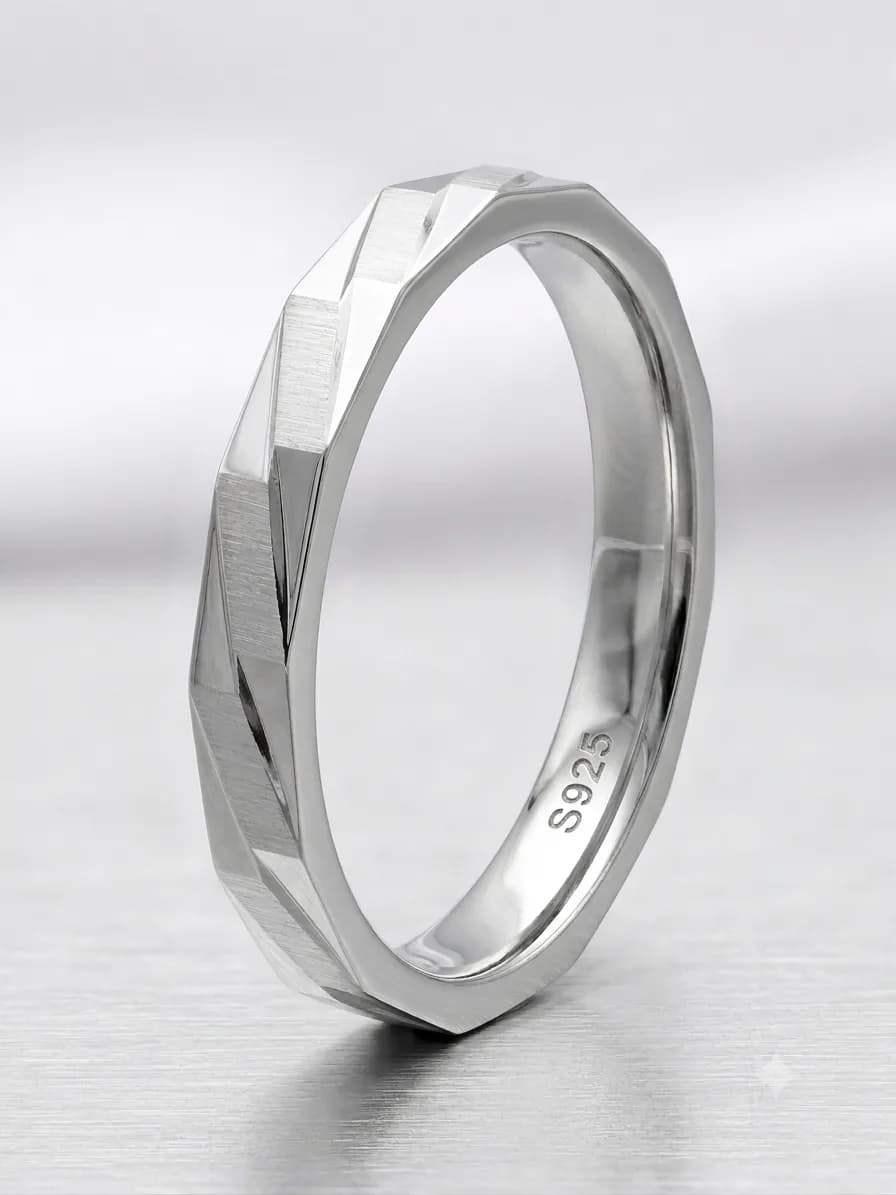 Silver Geometric Ring