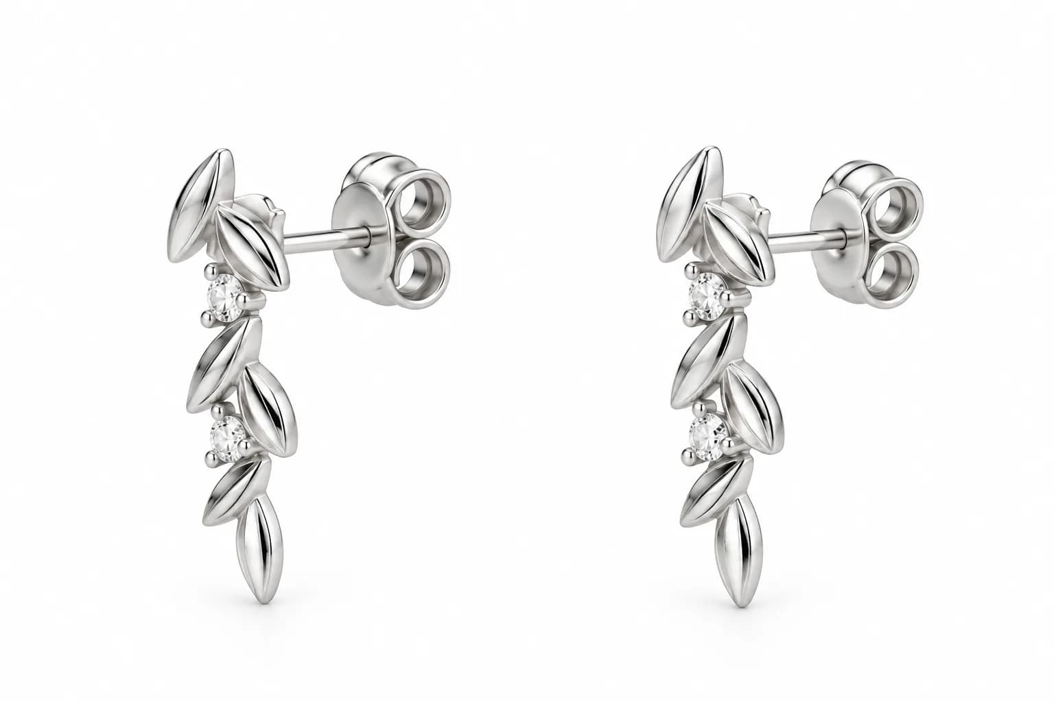 Silver Botanical Drop Earring