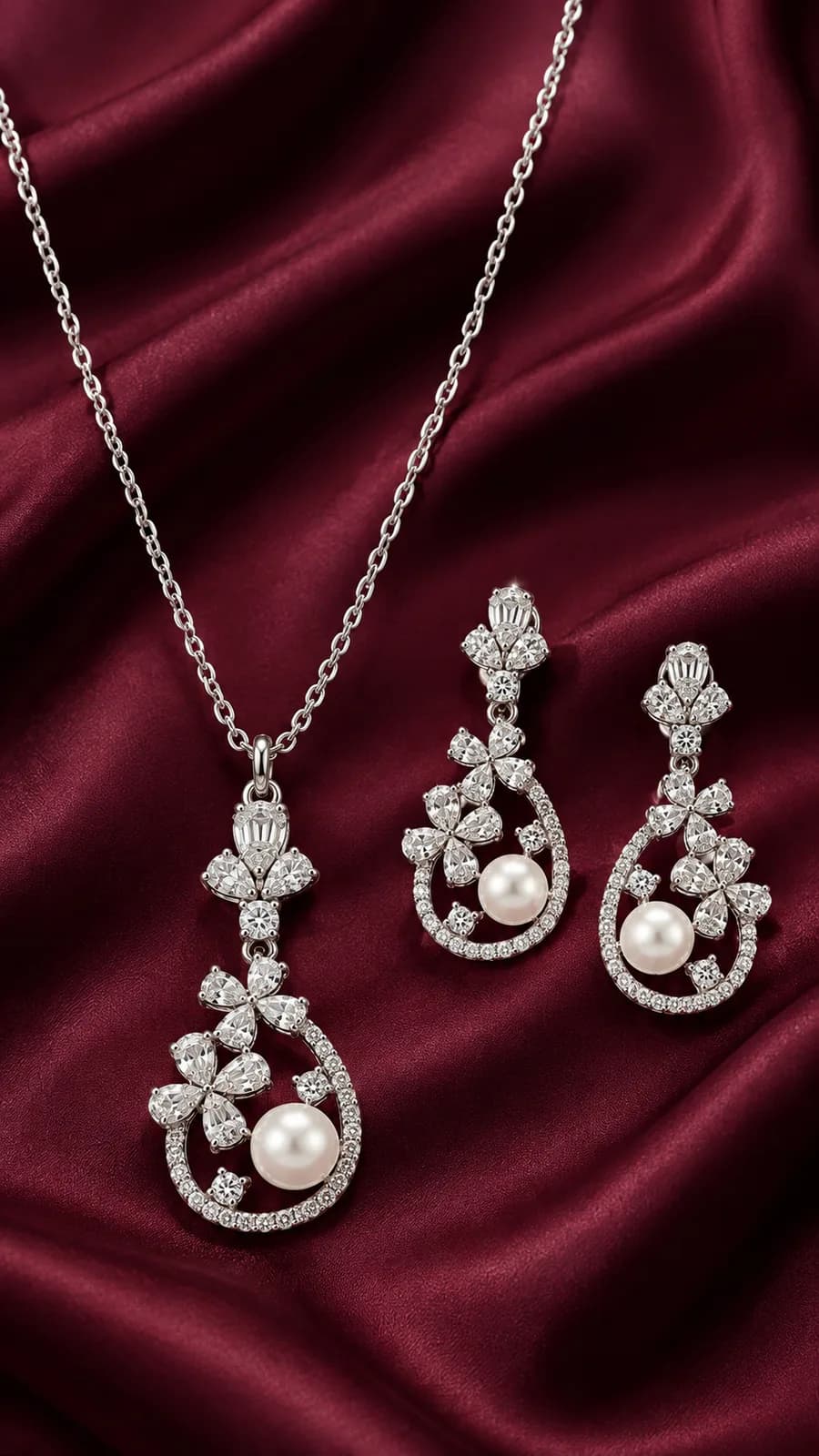 Silver Floral Pearl sets