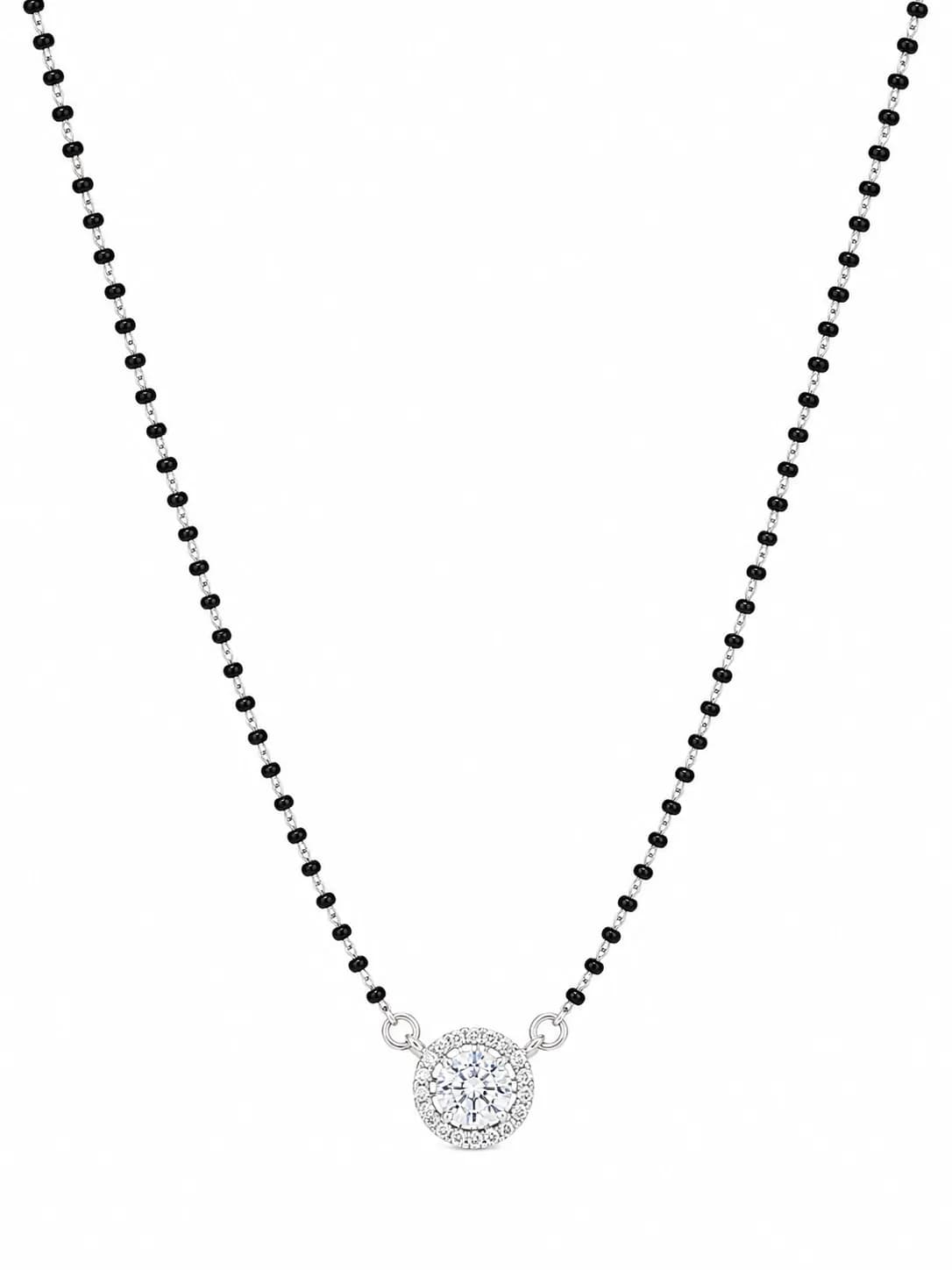 Radiant Round Solitaire 925 Sterling Silver Mangalsutra