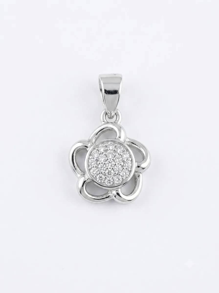 Silver Flower Pave Pendant
