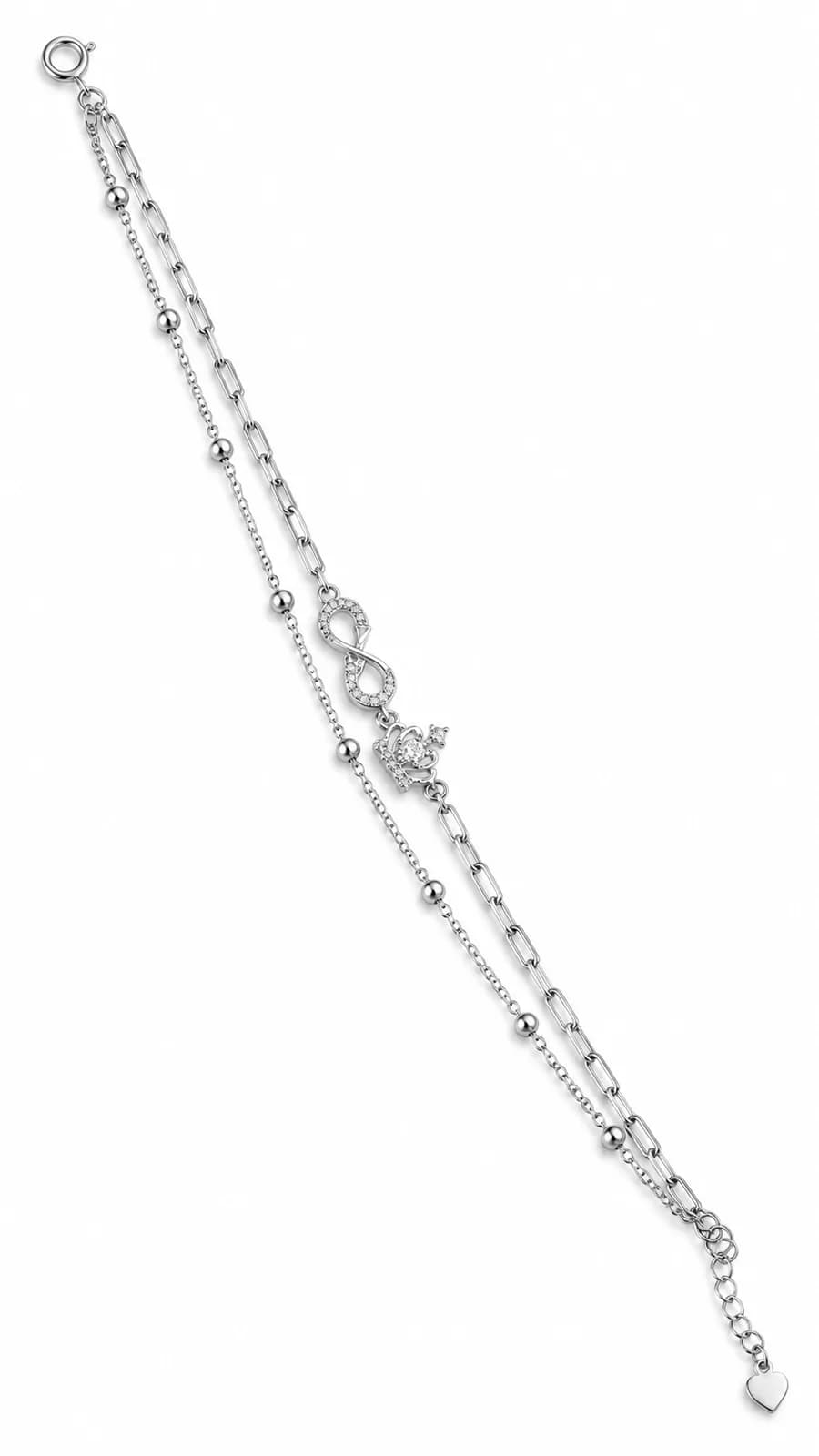 Silver Infinity Crown Anklet