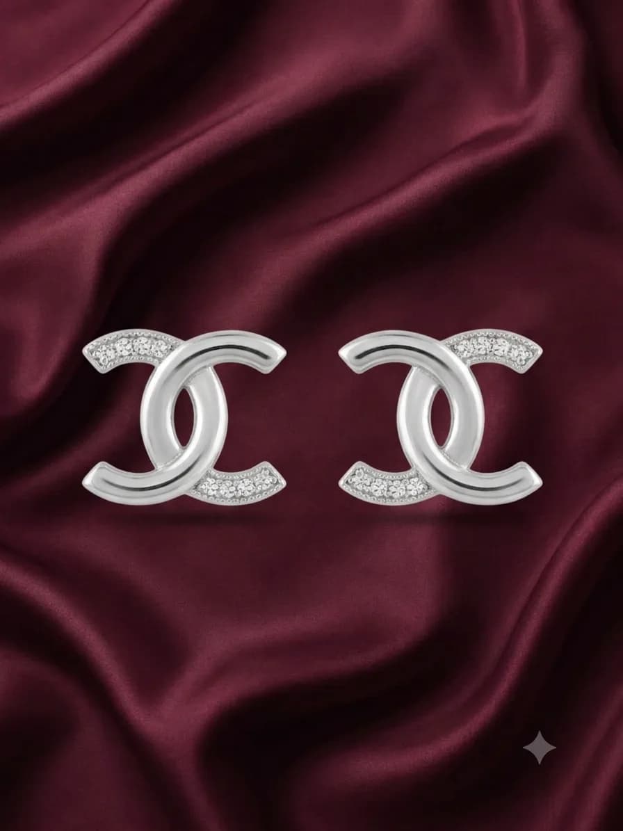 Interlocking Curve Stud Earrings