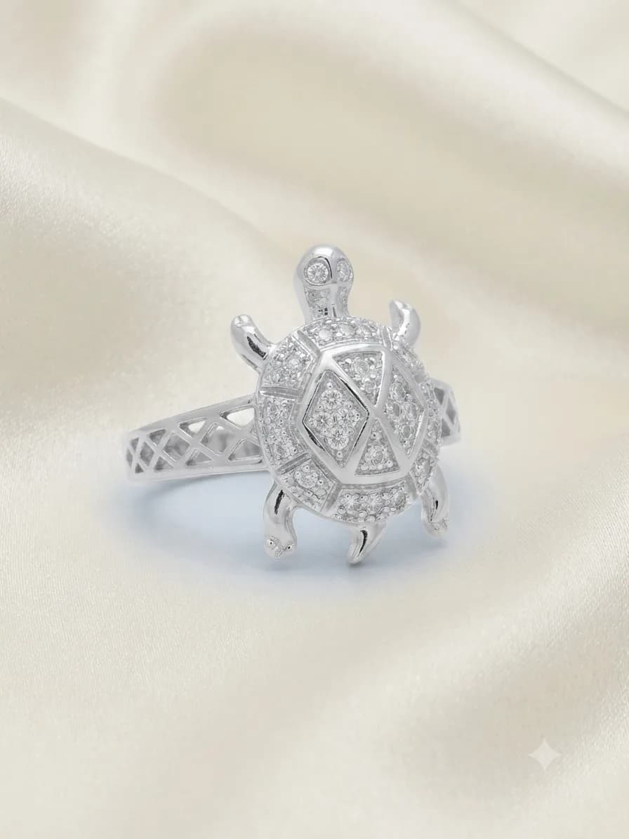Silver Mosaic Turtle Ring