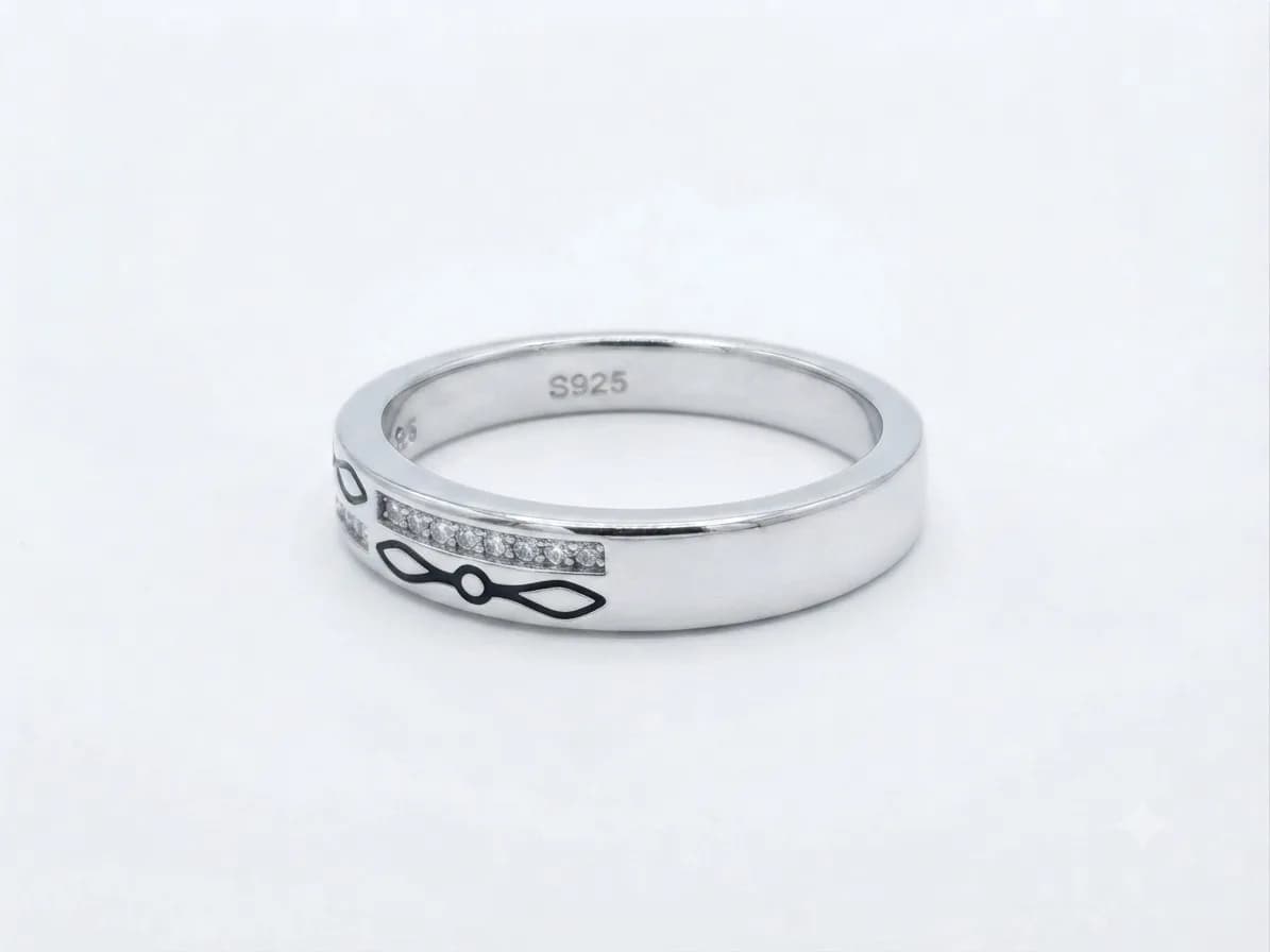 Geometric Accent Diamond Sterling Silver Ring