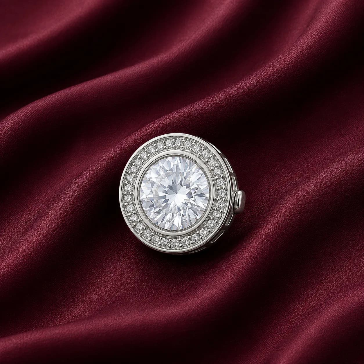 Silver Classic Crystal Button