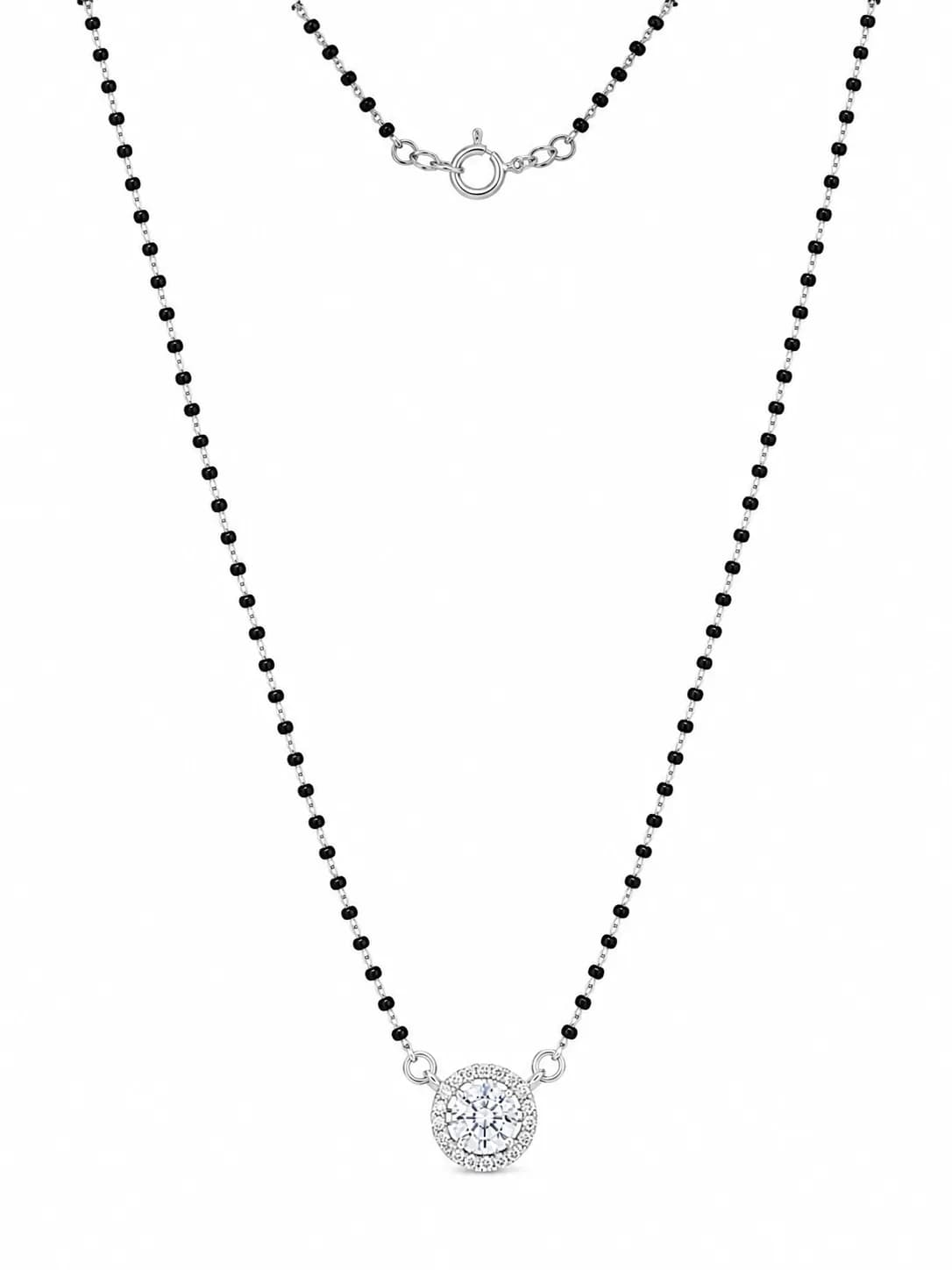 Radiant Round Solitaire 925 Sterling Silver Mangalsutra