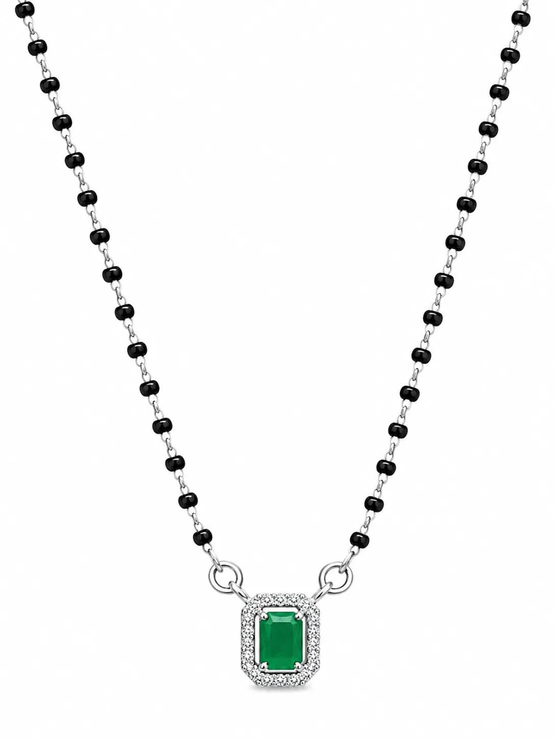 Emerald Solitaire 925 Sterling Silver Mangalsutra