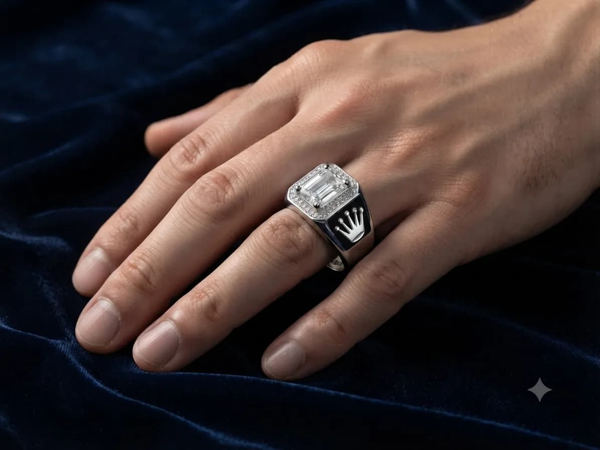 Crown Emblem Statement Ring
