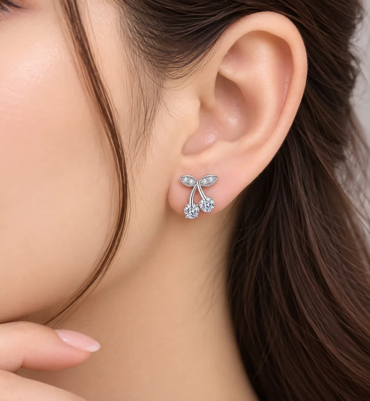 Silver Cherry Sparkle Earring