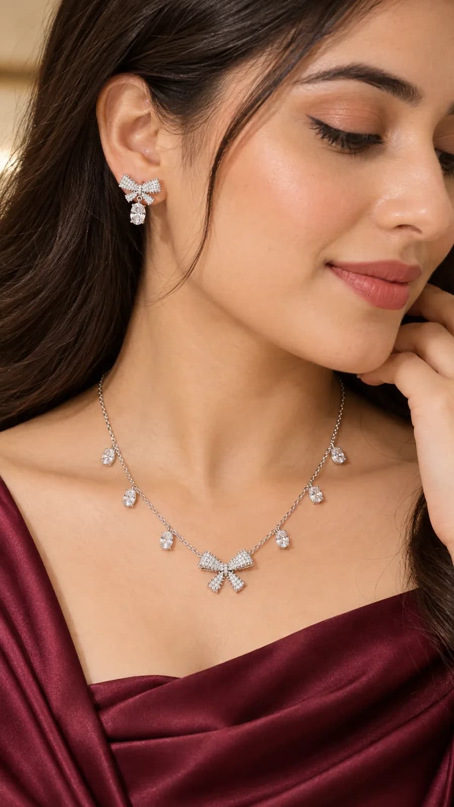 Celeste Bow Elegance Necklace & Earrings Set