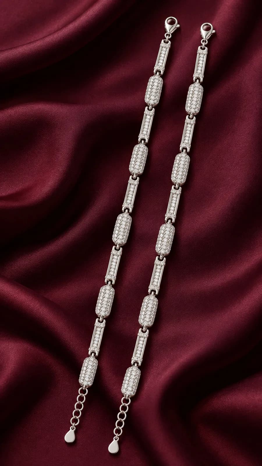 Silver Geometric Link Chain Anklet