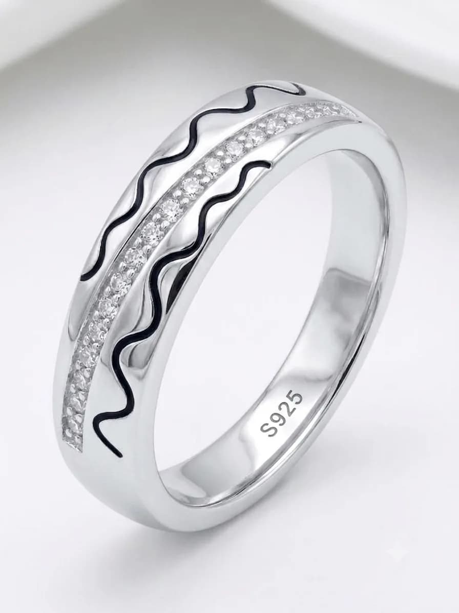 Silver Wavy Pave Ring