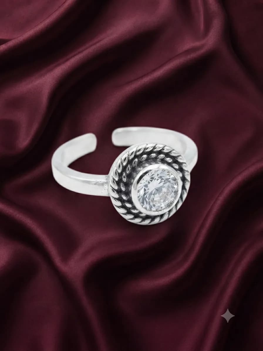 Elegant Round Halo Solitaire  Toe Ring