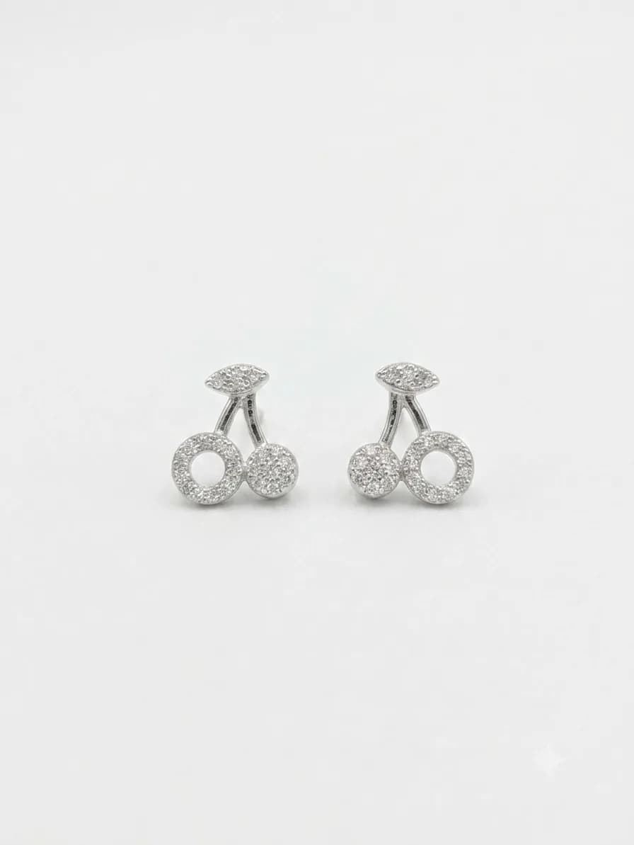 Sparkling Cherry Diamond Stud Earrings