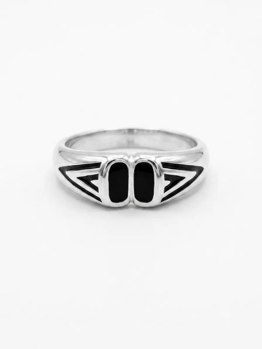 Silver Enamel Statement Ring