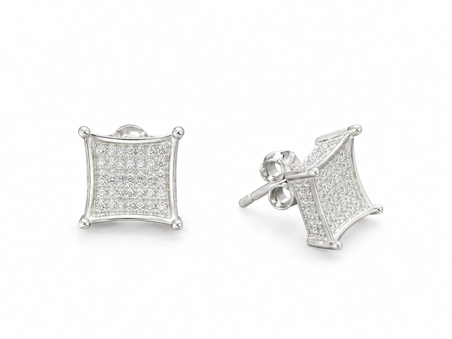 Silver Pavé Square Earring