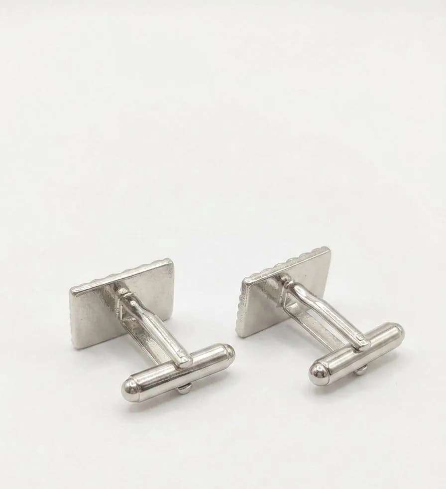 Classic Textured Silver Rectangular Cufflinks