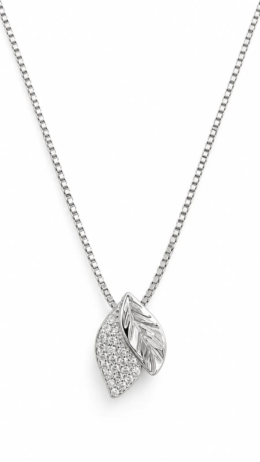 Silver Elegant Leaf Pendant chain