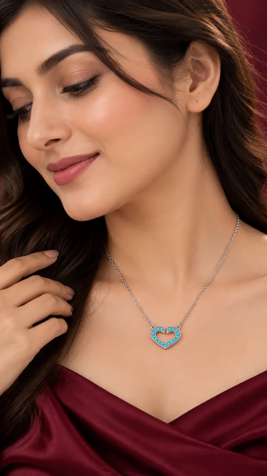 Turquoise Heart Pendant Chain