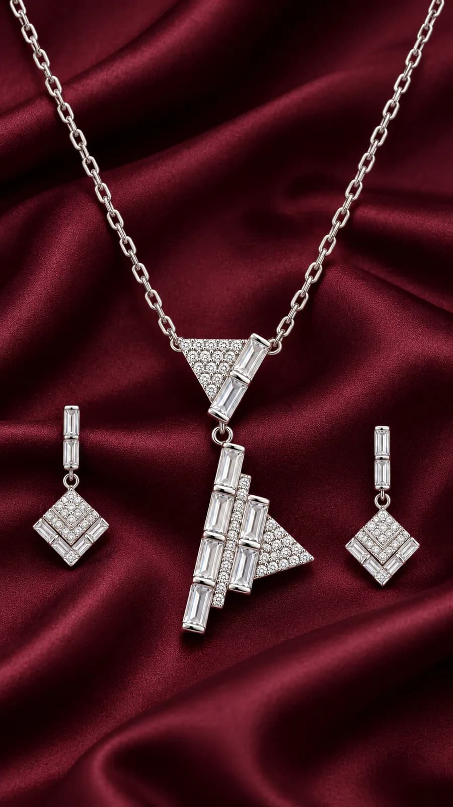 Silver Geometric Elegance set