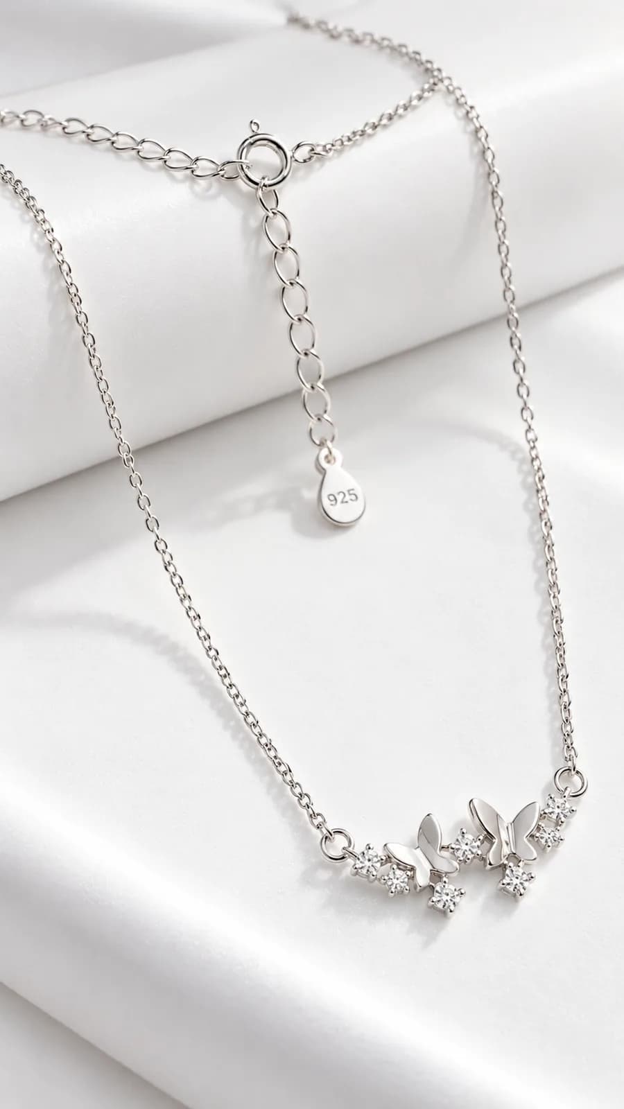 Silver Butterfly Crystal pendant chain