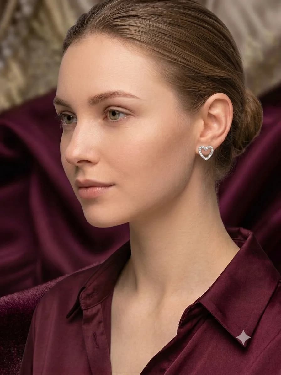 Open Pavé Heart Studs