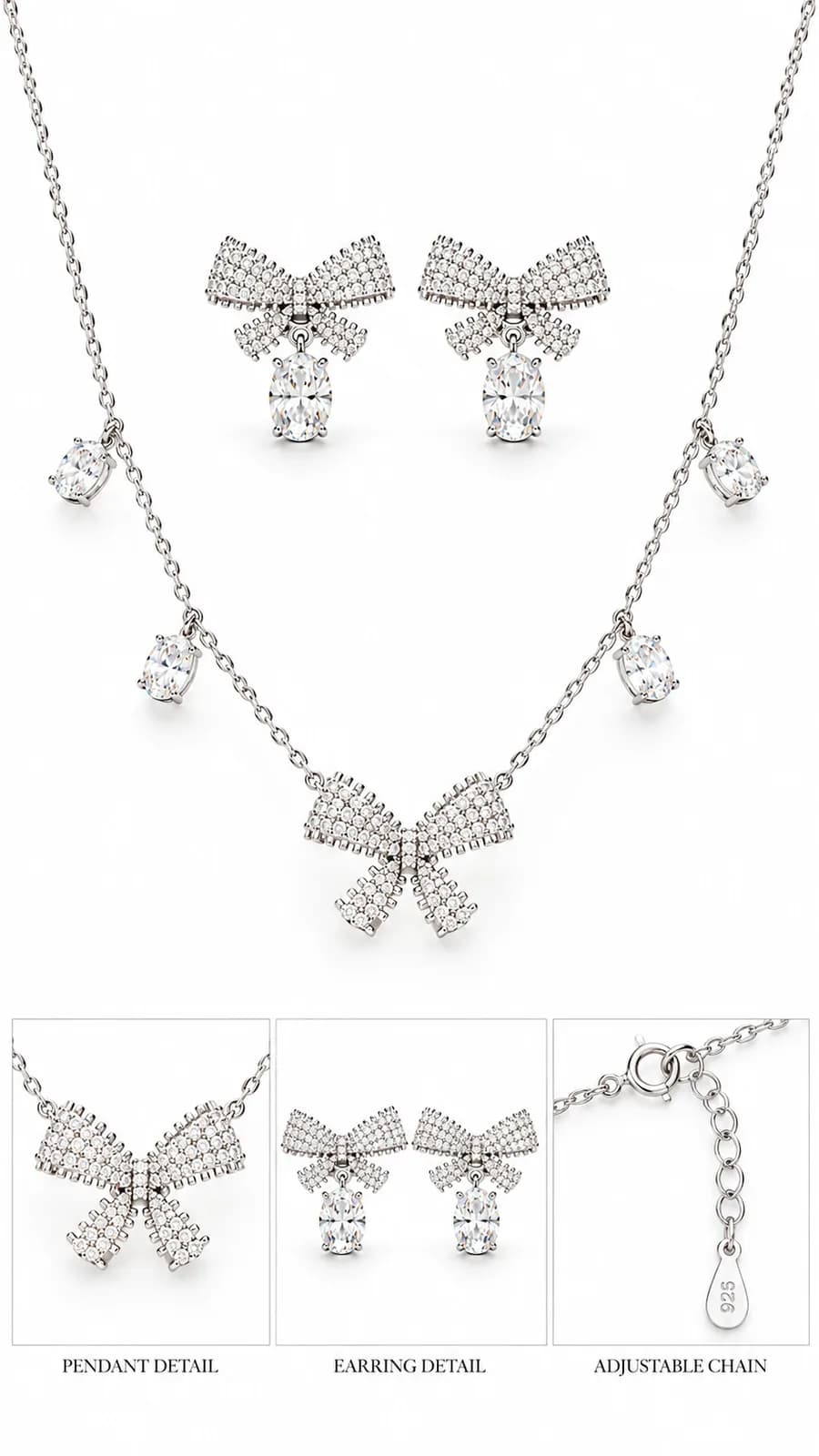 Celeste Bow Elegance Necklace & Earrings Set