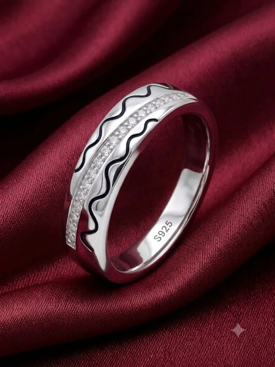 Silver Wavy Pave Ring