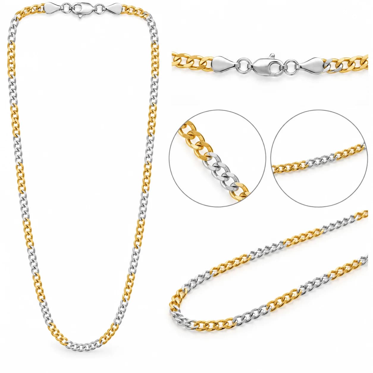 Silver Two Tone Link Chain