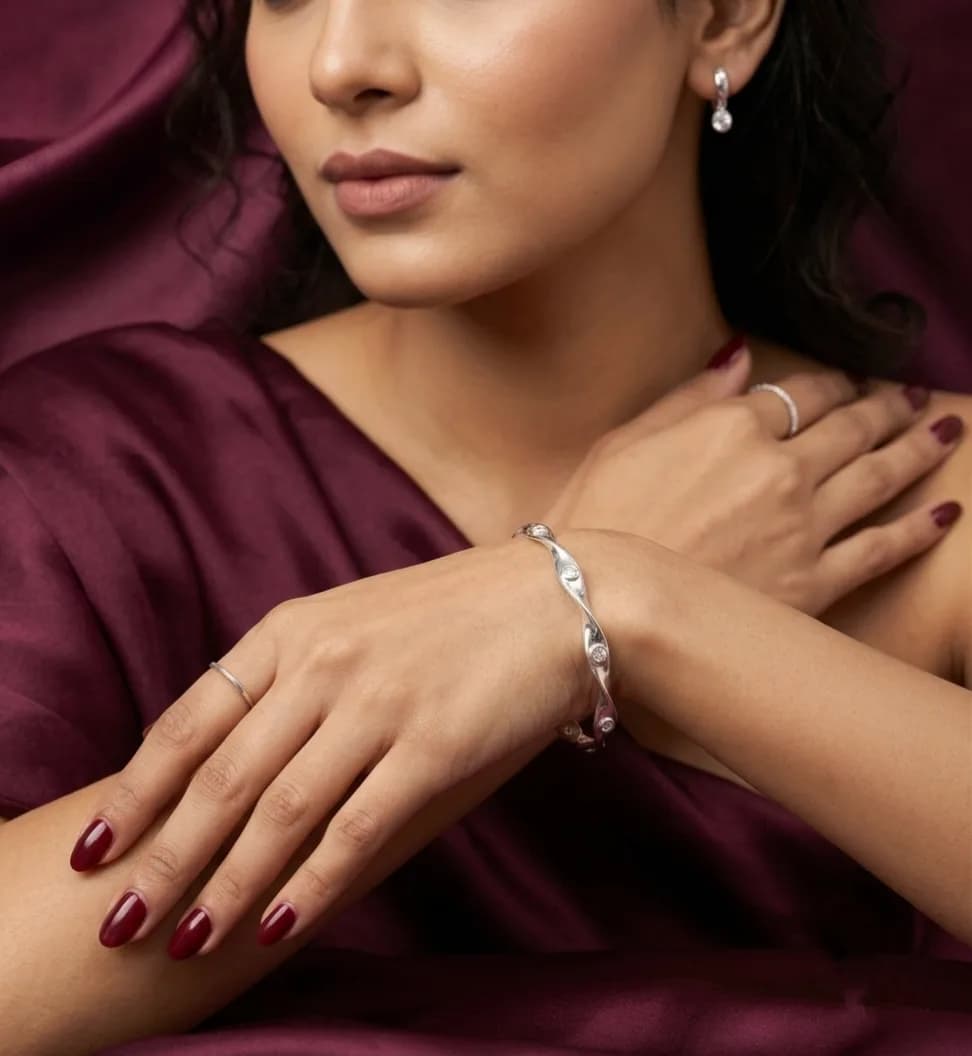 Twisted Silver Bangle