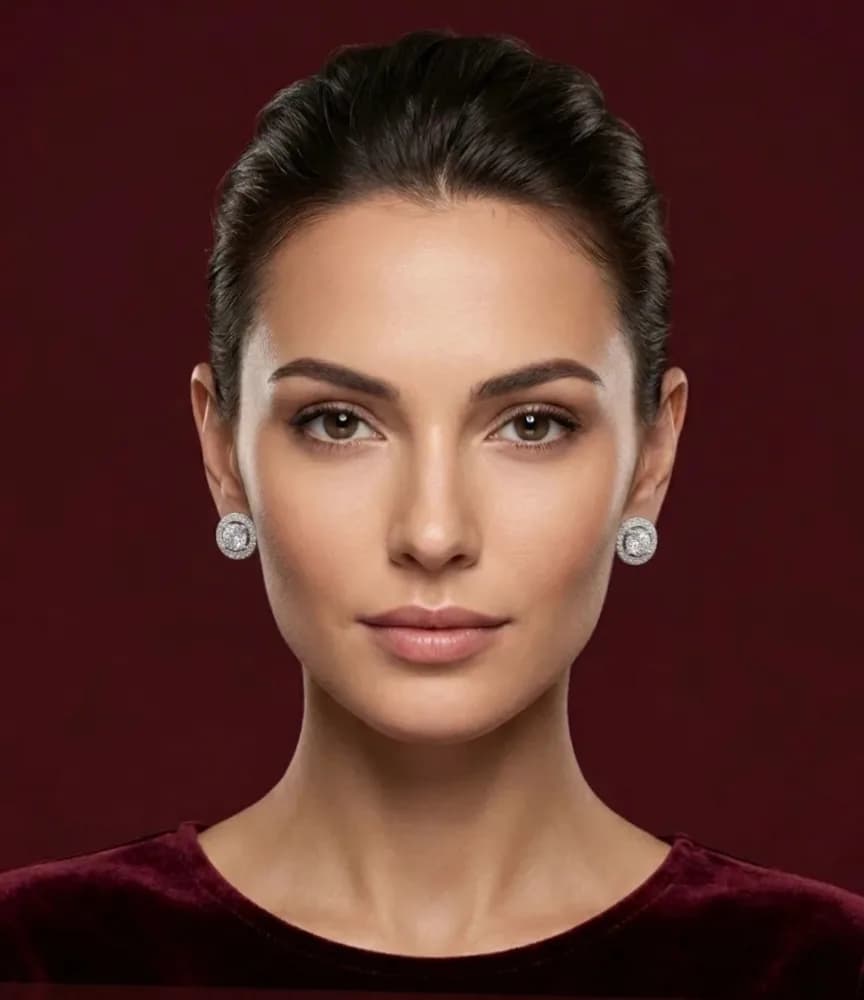 Celestial Solitaire Halo Stud Earrings