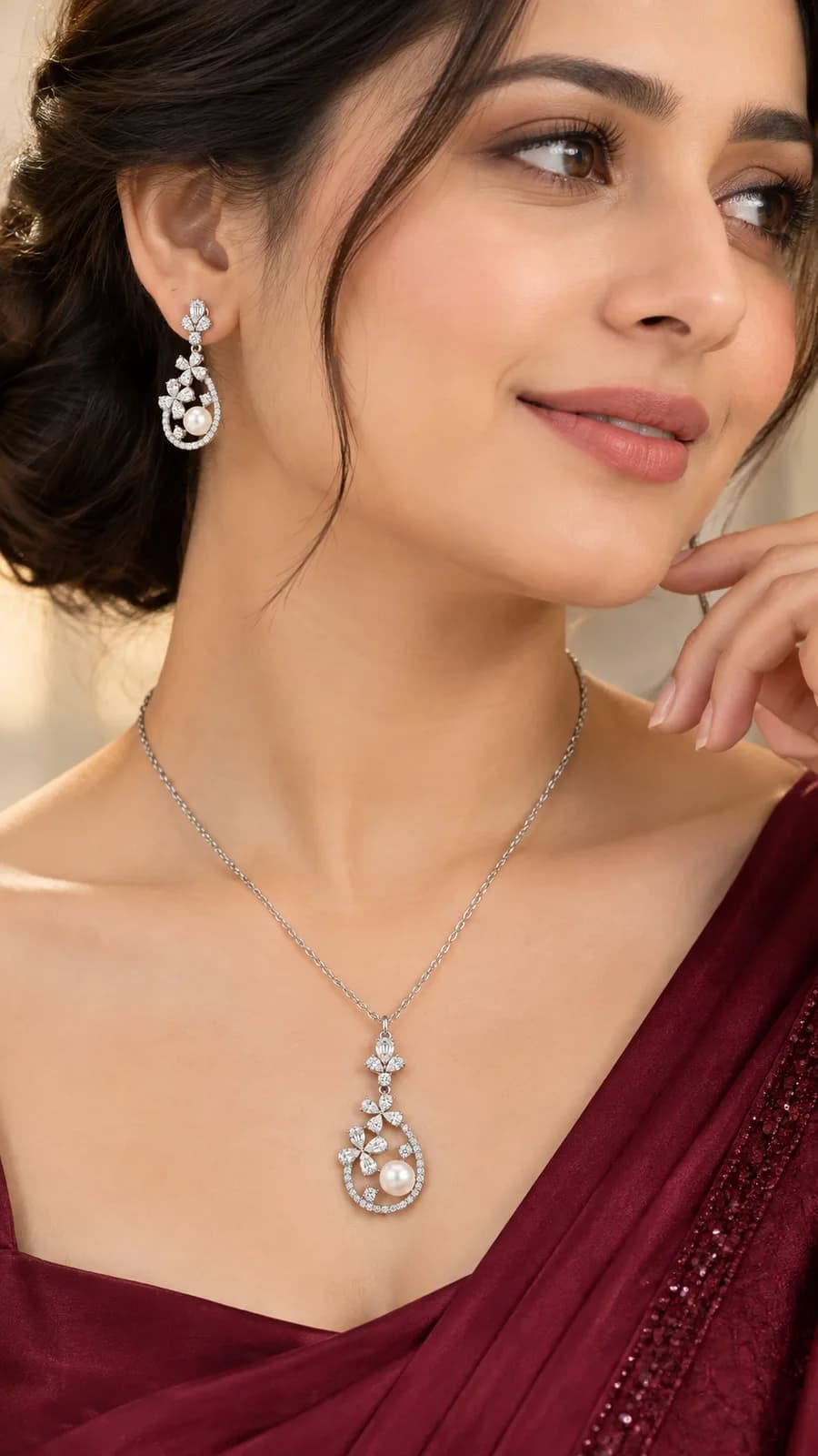 Silver Floral Pearl sets