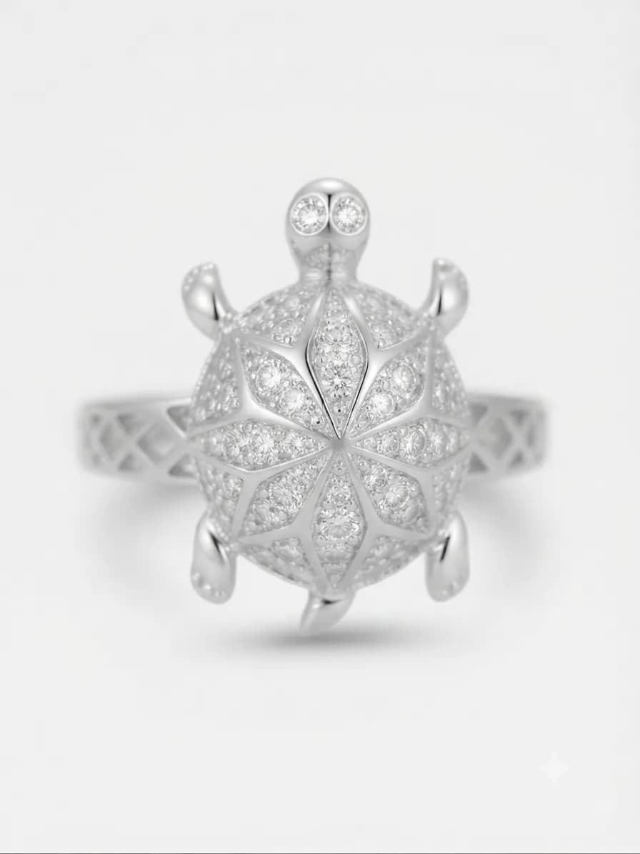 Silver Starburst Turtle Ring