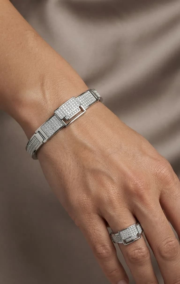 Luxe Pavé Link Bracelet & Ring Set