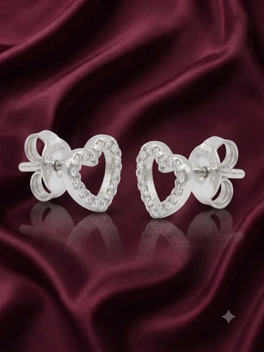 Open Pavé Heart Studs