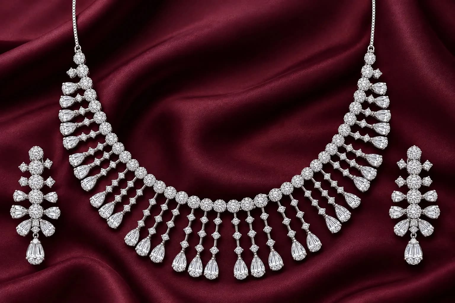Radiant Teardrop Silver Jewelry Set