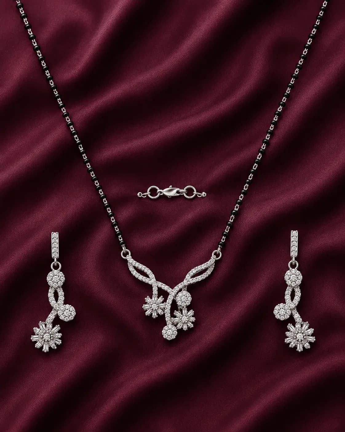 Floral Cascade 925 Sterling Silver Mangalsutra Set