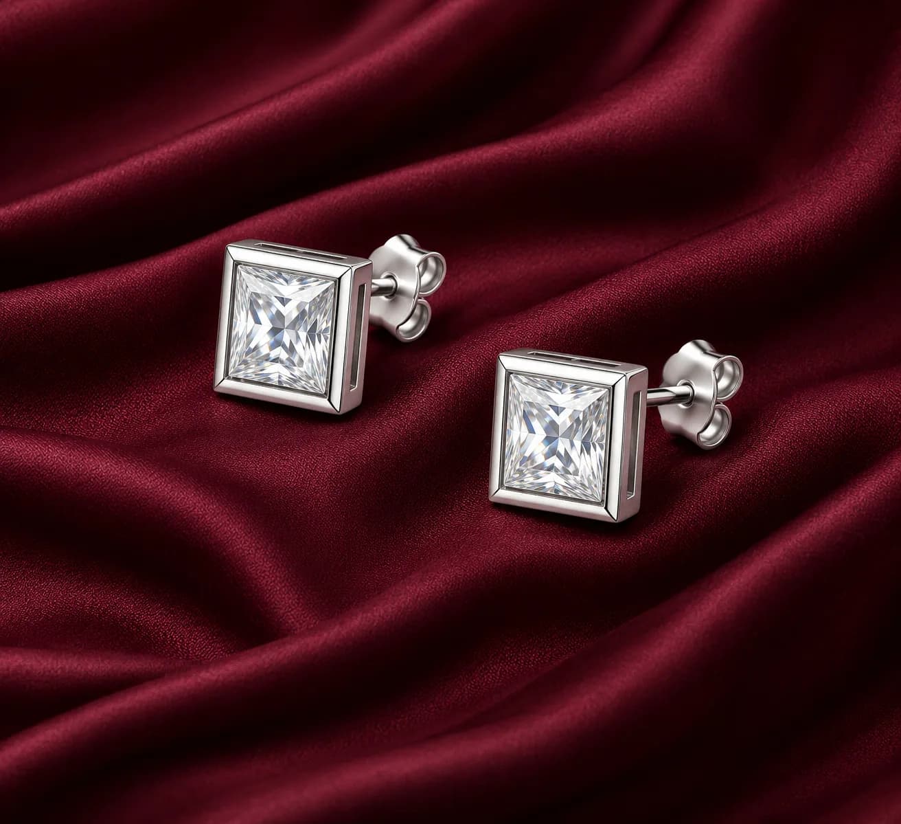 Silver Radiant Square Earring