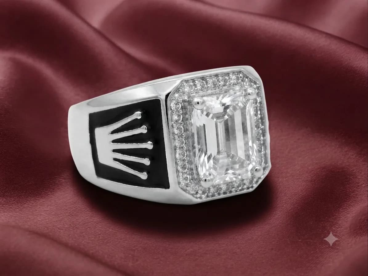 Crown Emblem Statement Ring