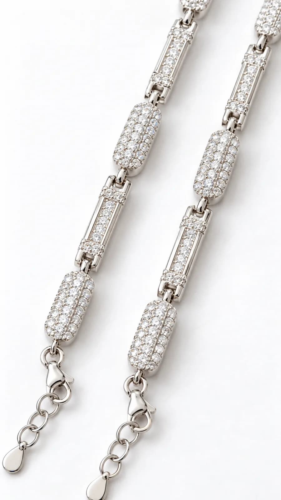 Silver Geometric Link Chain Anklet