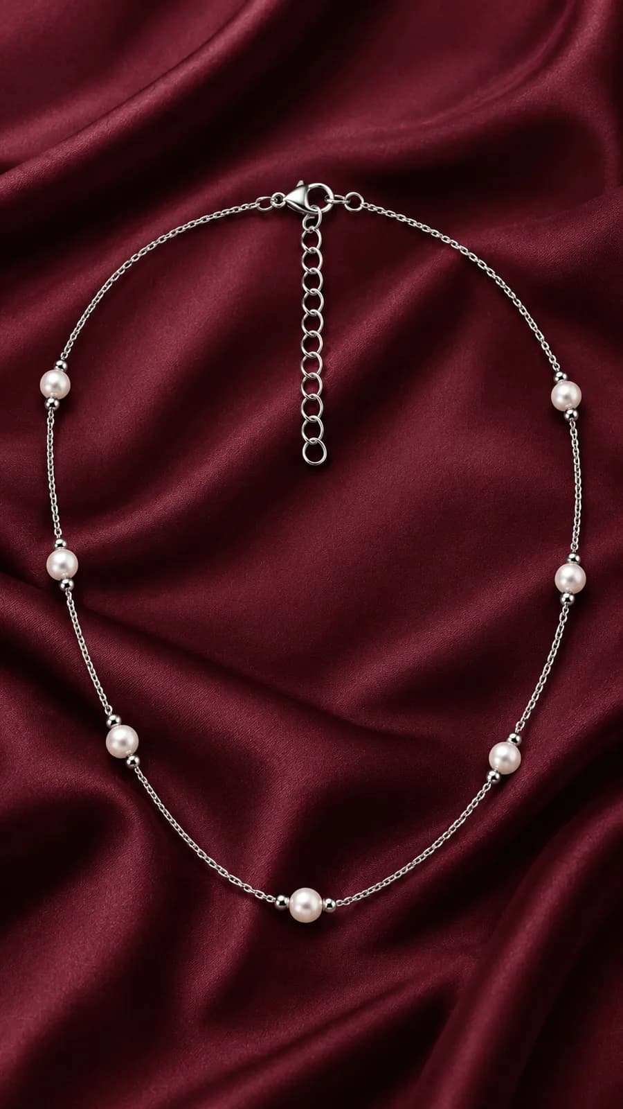 Silver Pearl Beaded chain