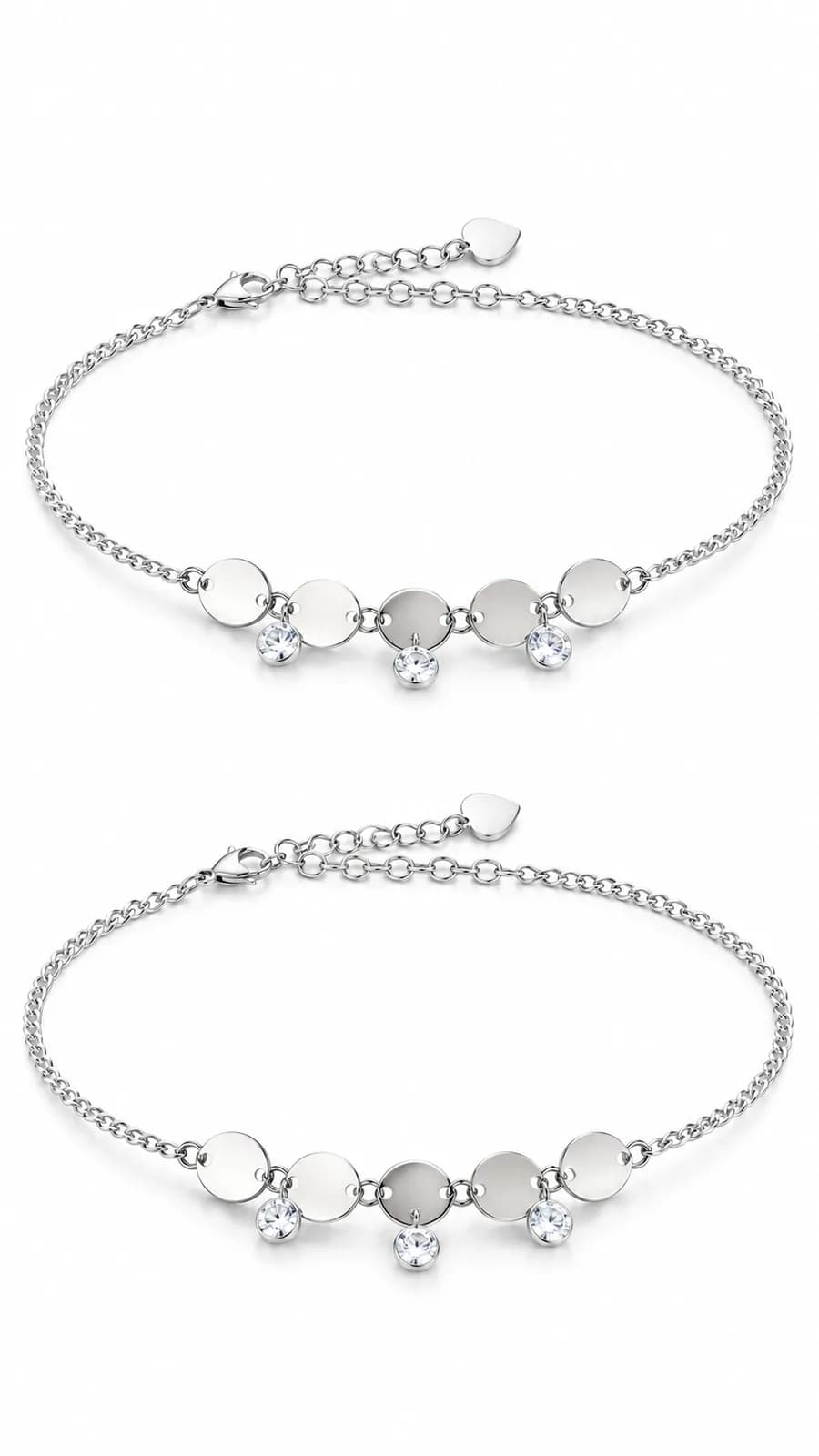 Silver Disc & Charm Chain Anklet