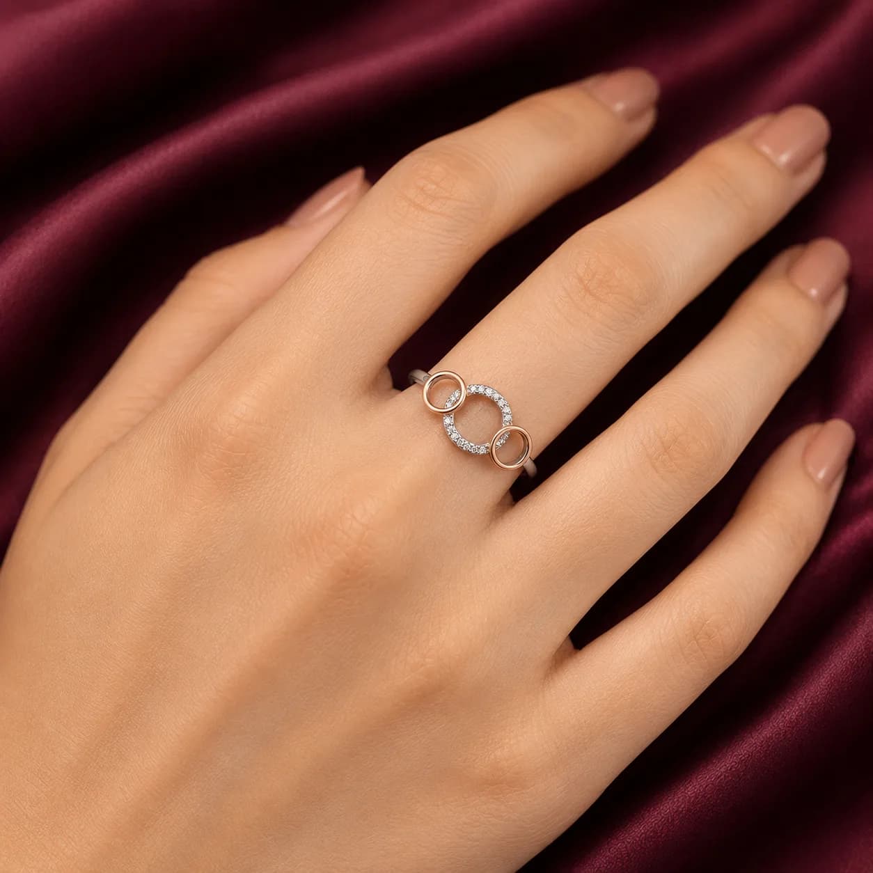 Triple Circle Rose Gold Ring
