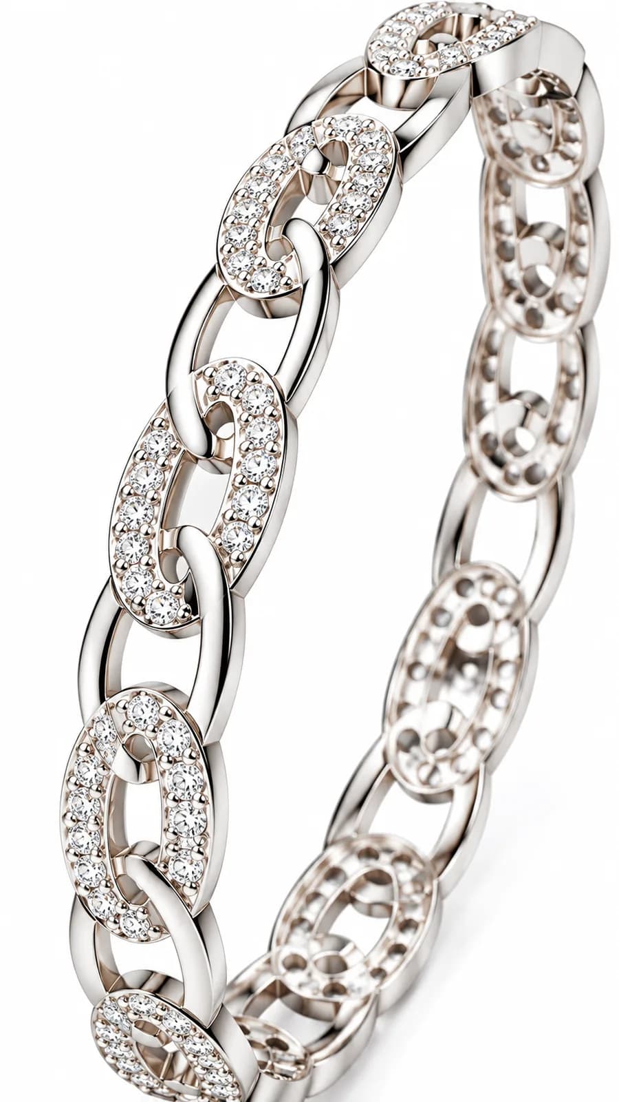 Silver Crystal Link Bangle