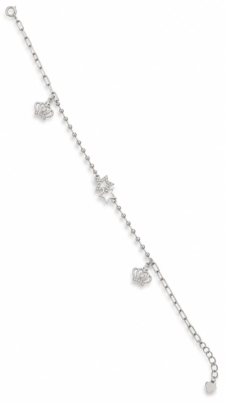 Silver Crown Star Anklet